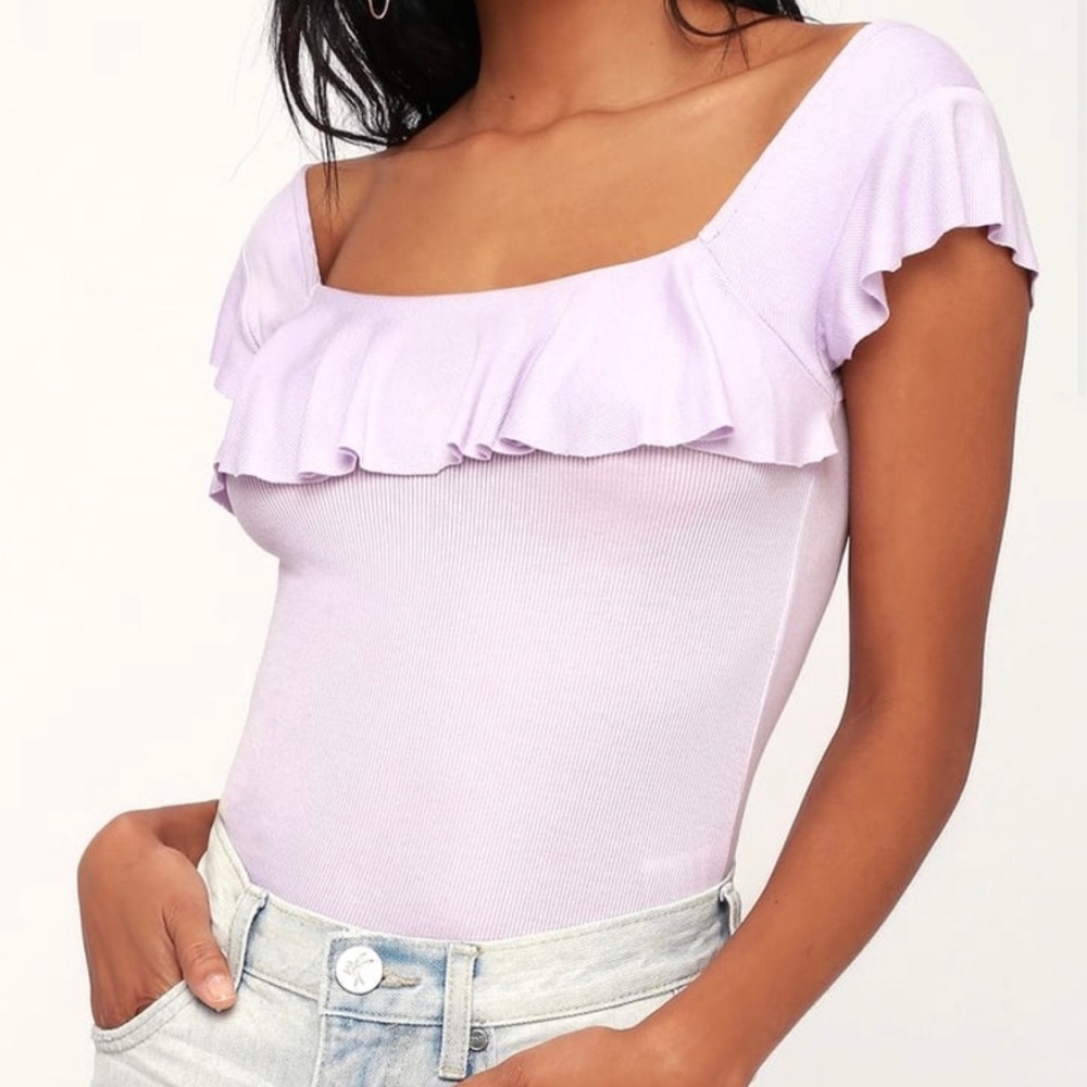FREE PEOPLE RIB KNIT FLOUNCE RUFFLE TOP